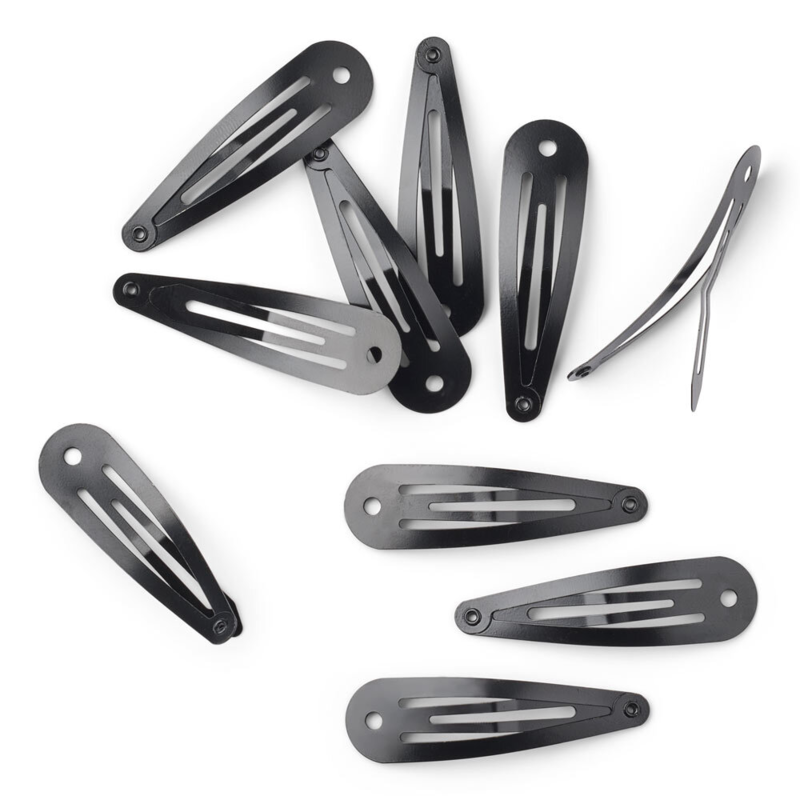 LindeHobby Barrettes Clic-clac, Noires, 45x14 mm, 10 pcs