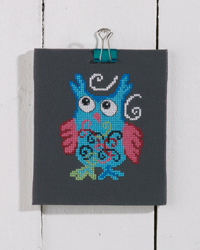 Kit de broderie Chouette bleue 11 x 13 cm