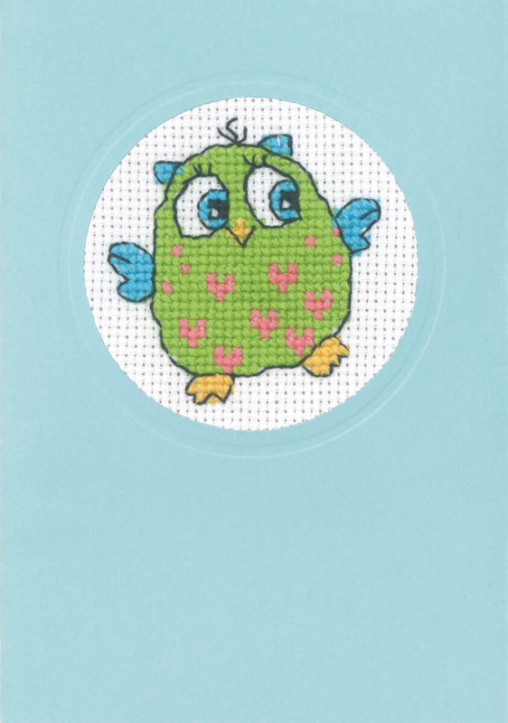 Kit de broderie Chouette avec corps vert 9 x 13 cm
