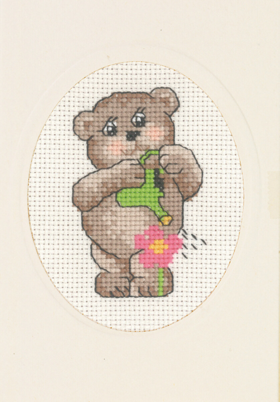 Kit de broderie Arrosoir ourson 9 x 13 cm