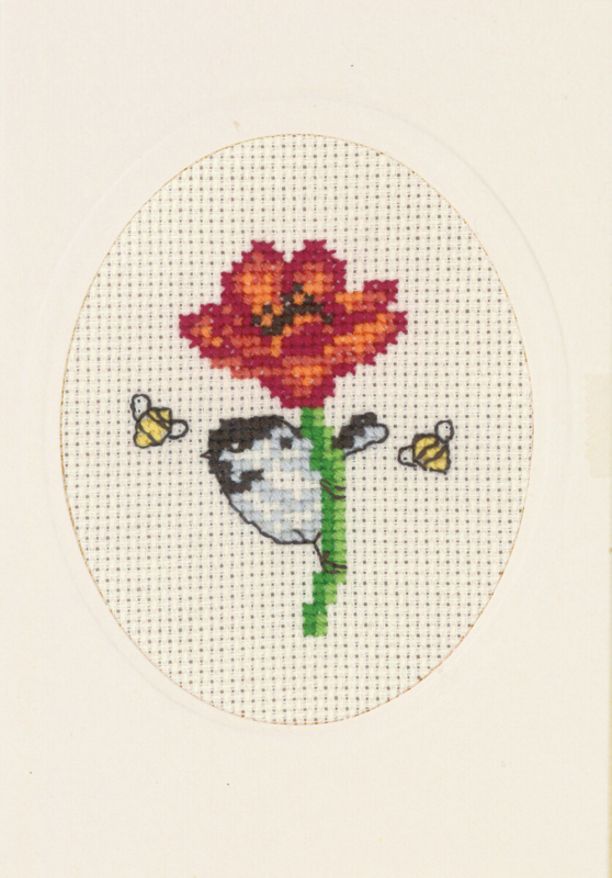 Kit de broderie Carte à fleurs pavot 9 x 13 cm