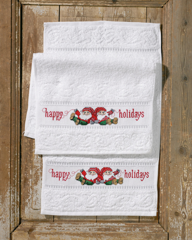 Borduurpakket Happy Holiday 2 stuks 30 x 50 cm