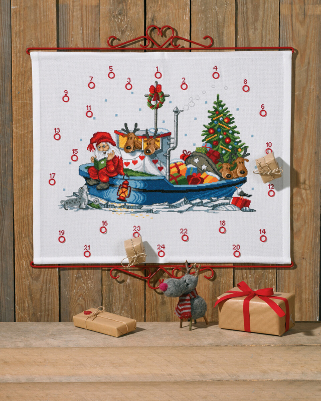 Borduurpakket Kerstman in boot B5125/58 58 x 48 cm