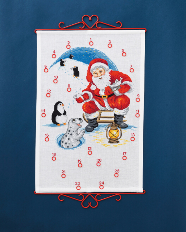 Borduurpakket Kerstman & pinguïns 40 x 60 cm B5125/40