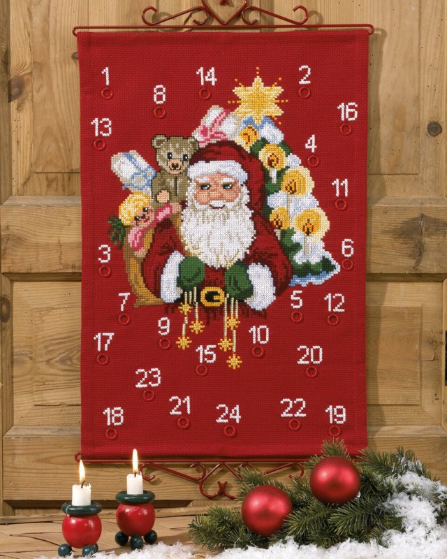 Borduurpakket Kerstman met zak 60x40 cm 5125/40