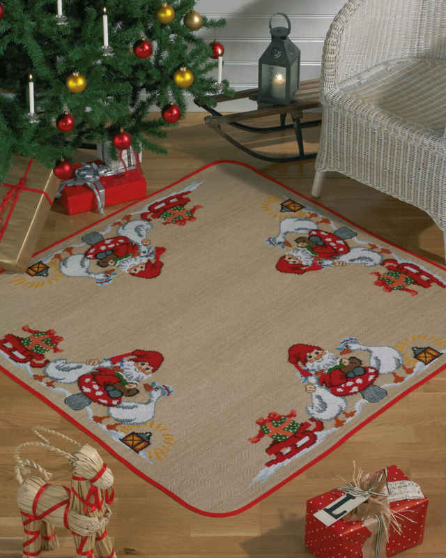 Kit de broderie Père Noël avec oies 126 x 126 cm