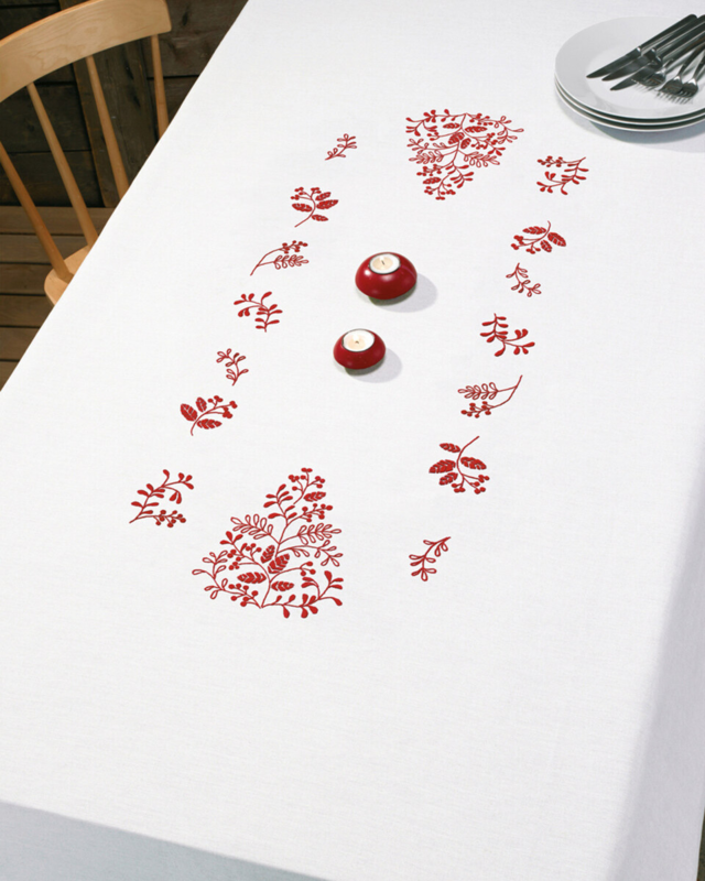 Borduurpakket Rode takken 140 x 250 cm