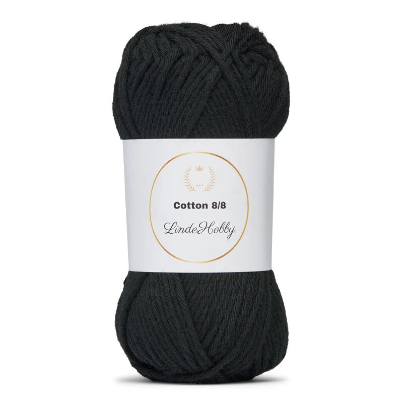 LindeHobby Cotton 8/8 – Natural Harmony, 10 pelotes 108 Nero TX