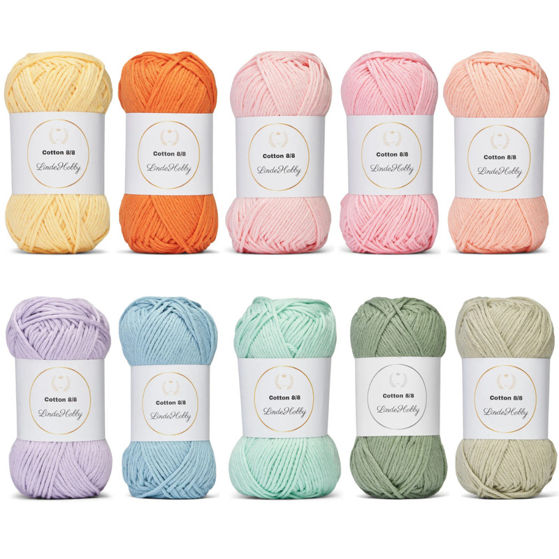 LindeHobby Cotton 8/8 - Soft Pastel Dream, 10 pelotes