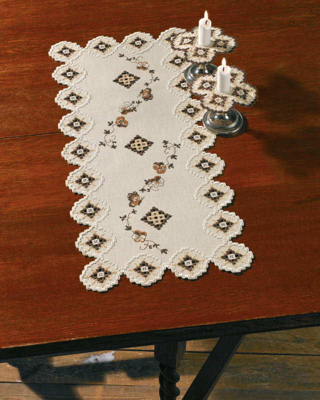 Kit de broderie Hardanger en beige 29 x 65 cm