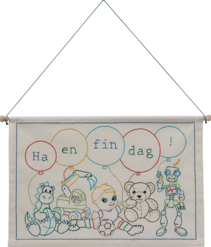 Borduurpakket Fijne dag jongen 27 x 40 cm
