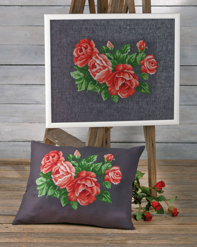 Kit de broderie Roses rouges 53 x 43 cm