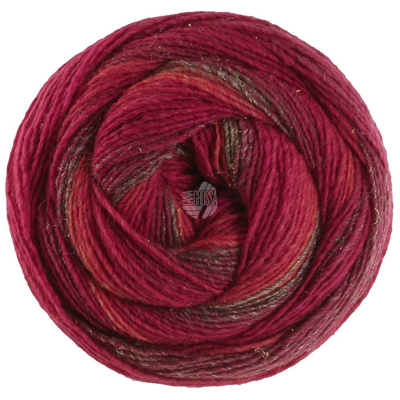 Lana Grossa Gomitolo Gala 4031 Brun gris/rouge vin/rouge foncé/rouge cerise