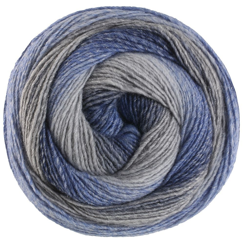 Lana Grossa Gomitolo Gala 4030 Gris souris/gris/bleu acier/bleu marine/bleu saphir/gris clair