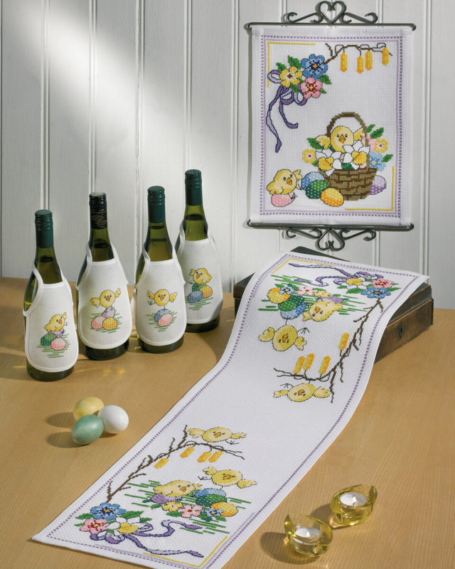 Borduurpakket Paaskuikens 28 x 95 cm
