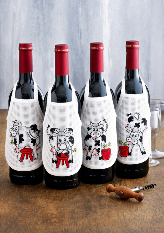 Borduurpakket Koe, kruk en emmer 10 x 15 cm