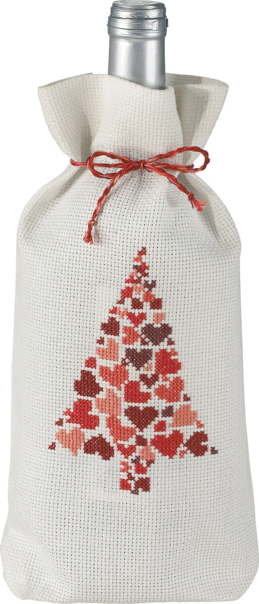 Kit de broderie Sapin de Noël avec cœurs 16 x 28 cm
