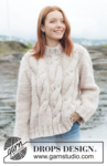 264-33 Ivory Cable Sweater by DROPS Design