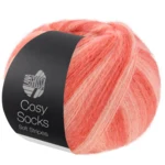 Lana Grossa Cosy Socks Soft Stripes 113 Zalm/zalmrood/koraal