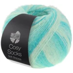Lana Grossa Cosy Socks Soft Stripes 102 Jade/vert clair/vert blanc/blanc cassé
