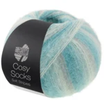 Lana Grossa Cosy Socks Soft Stripes 110 Lichtgrijs/mint/mintturquoise/turquoise/licht petrol