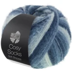 Lana Grossa Cosy Socks Soft Stripes 106 Noir bleu/gris bleu/bleu fumé/bleu blanc
