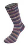 Lana Grossa Cosy Socks Multi Stripes 158 Petrol/donker fuchsia/olijf/mintturquoise/donkerrood