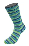 Lana Grossa Cosy Socks Multi Stripes 157 Lavendel/petrol/meigroen/turquoise/nachtblauw