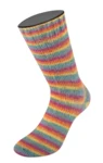 Lana Grossa Cosy Socks Multi Stripes 151 Pétrole/bleu fumé/fuchsia/orange/jaune