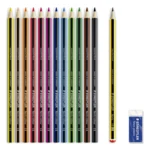 STAEDTLER Noris Club Crayons de couleur + Crayon & gomme, 12 + 2 pcs – Inhoud