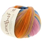 Lana Grossa Landlust Die Sockenwolle 129 Roze/Oudroze/Heide/Groengeel/Geel/Oranje/Mint/Zeegroen