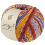 Lana Grossa Landlust Die Sockenwolle 824 Pompoen/Paars/Terracotta/Eidooiergeel/Violet/Gebroken wit/Grijs