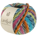 Lana Grossa Landlust Die Sockenwolle 825 Oranje/Pink/Pistache/Turkooisblauw/Petrolblauw/Gebroken wit/Donkergrijs