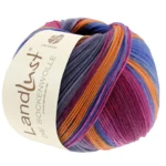 Lana Grossa Landlust Die Sockenwolle 128 Fuchsia/Wijnrood/Petrol/Oranje/Grijs/Grijsgroen/Grijsblauw
