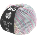 Lana Grossa Cool Wool Print 792 Gris clair/Menthe/Lilas/Rose pâle