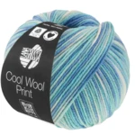Lana Grossa Cool Wool Print 844 Turkoois/Lichtblauw/Azuurblauw/Gebroken wit