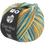 Lana Grossa Cool Wool Print 835 Vanille/Jaune œuf/Olive/Bleu ciel/Vert pétrole/Bleu pétrole