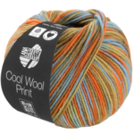 Lana Grossa Cool Wool Print 834 Orange/Ocre/Nougat/Vert mer/Bleu-gris