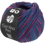 Lana Grossa Cool Wool Print 837 Bleu colombe/Prune/Violet rouge
