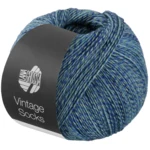 Lana Grossa Vintage Socks 1014 Marine/turkoois/grijs/middernachtsblauw gemêleerd
