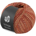 Lana Grossa Vintage Socks 1012 Roest/donkerrood/geel/oranje/room gemêleerd
