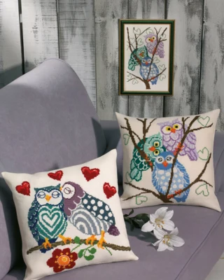 Kit de broderie Chers hiboux 40 x 40 cm