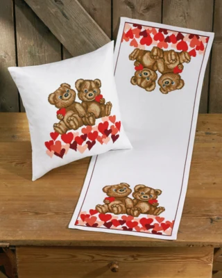 Kit de Broderie Ours Cœur 40 x 40 cm
