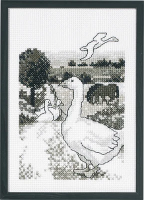 Kit de broderie Oies dans le champ 20 x 29 cm