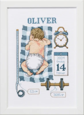 Kit de broderie Souvenir de baptême Oliver 21 x 30 cm