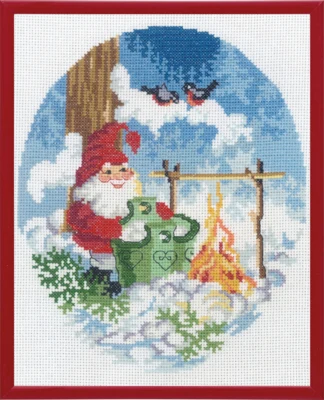 Kit de Broderie Lutin avec Bol de Bouillie R5798 20 x 25 cm