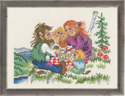 Borduurpakket Trollenfamilie 37 x 29 cm R5399