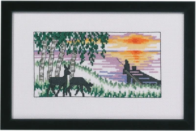 Kit de broderie Cerf et pêcheur R 5320 24 x 15 cm