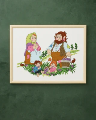 Kit de Broderie Cueilleurs de Baies 40 x 30 cm