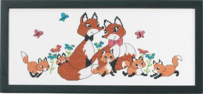 Kit de Broderie Famille de Renards 36 x 15 cm